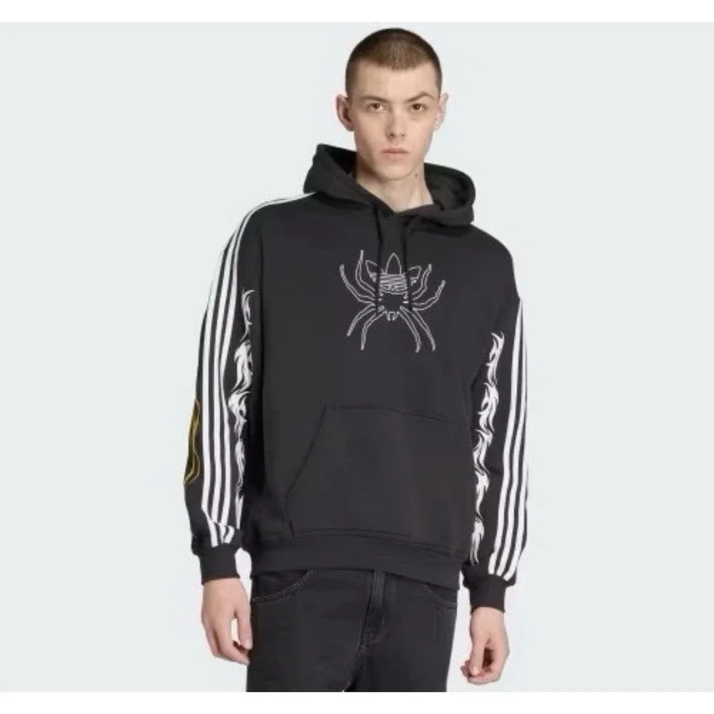 Adidas Originals Black Spiders Loose Graphic Hoodie JW0223 Men's Size Small New